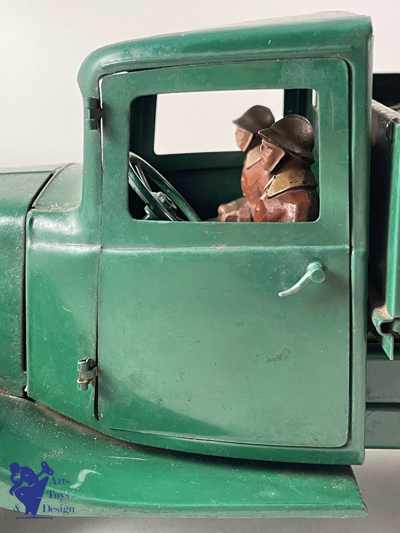 JOUET ANCIEN CITROEN 905 CAMION T23 TRANSPORT PARACHUTISTES MECANIQUE 46CM 1937