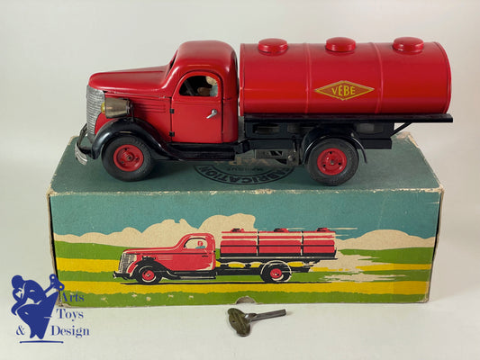 JOUET ANCIEN VEBE 1306 CAMION STUDEBAKER CITERNE MECANIQUE 36CM VERS 1950