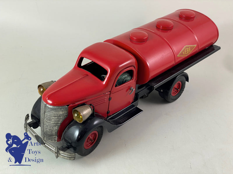 JOUET ANCIEN VEBE 1306 CAMION STUDEBAKER CITERNE MECANIQUE 36CM VERS 1950