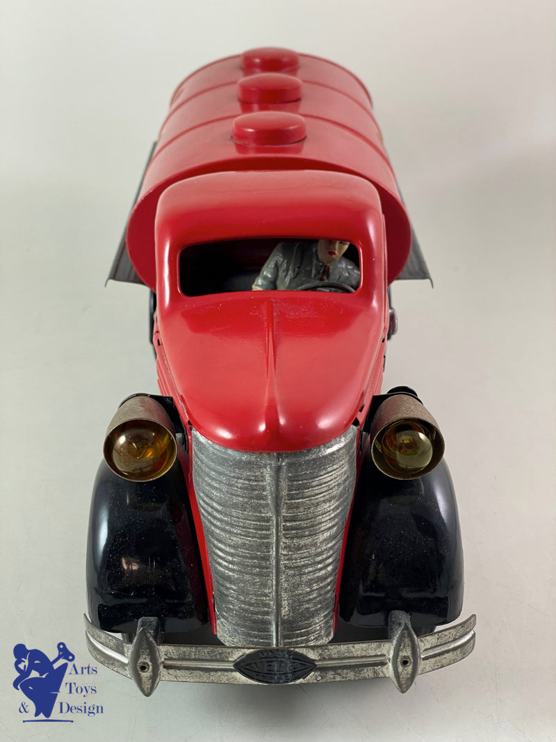JOUET ANCIEN VEBE 1306 CAMION STUDEBAKER CITERNE MECANIQUE 36CM VERS 1950