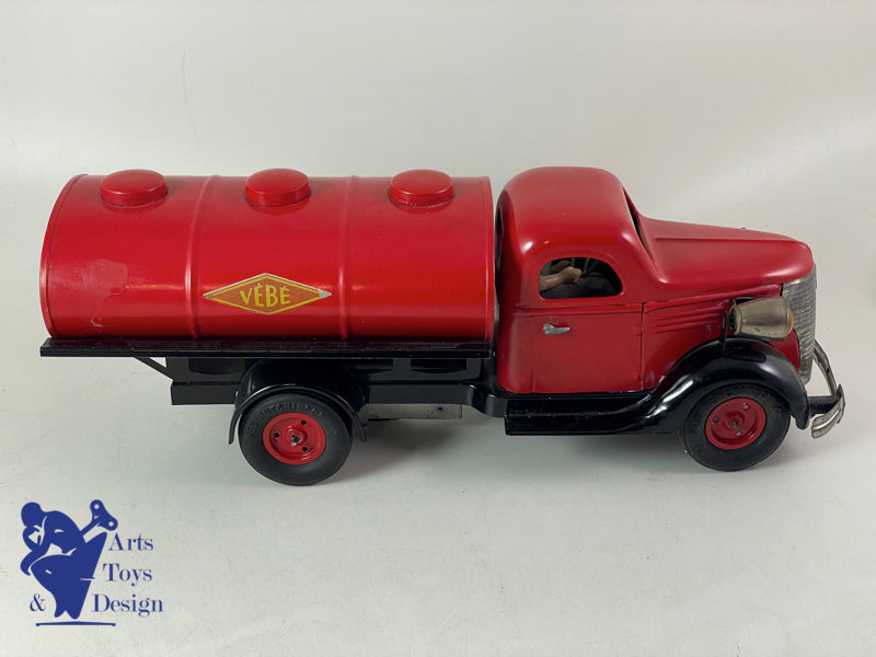 JOUET ANCIEN VEBE 1306 CAMION STUDEBAKER CITERNE MECANIQUE 36CM VERS 1950