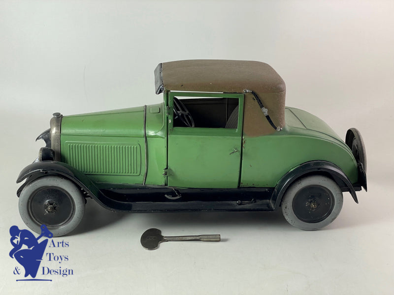 JOUET ANCIEN CITROEN FAUX CABRIOLET C6 1/10° 2 TONS DE VERT MECANIQUE VERS 1929