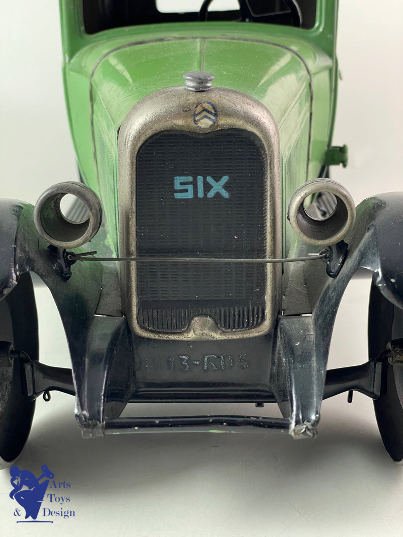 JOUET ANCIEN CITROEN FAUX CABRIOLET C6 1/10° 2 TONS DE VERT MECANIQUE VERS 1929