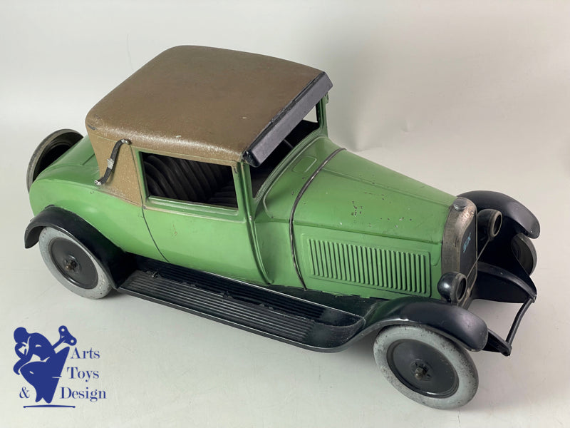 JOUET ANCIEN CITROEN FAUX CABRIOLET C6 1/10° 2 TONS DE VERT MECANIQUE VERS 1929