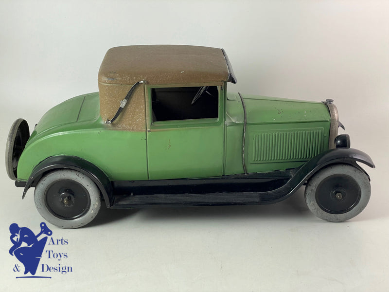 JOUET ANCIEN CITROEN FAUX CABRIOLET C6 1/10° 2 TONS DE VERT MECANIQUE VERS 1929