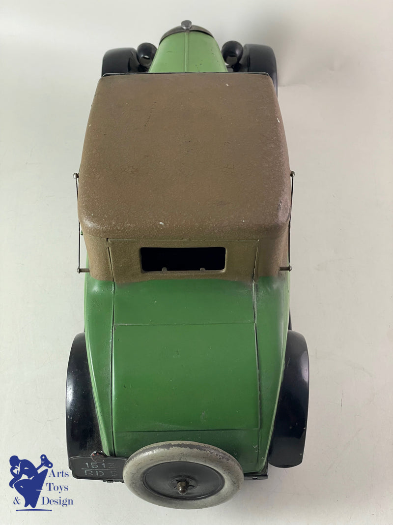 JOUET ANCIEN CITROEN FAUX CABRIOLET C6 1/10° 2 TONS DE VERT MECANIQUE VERS 1929