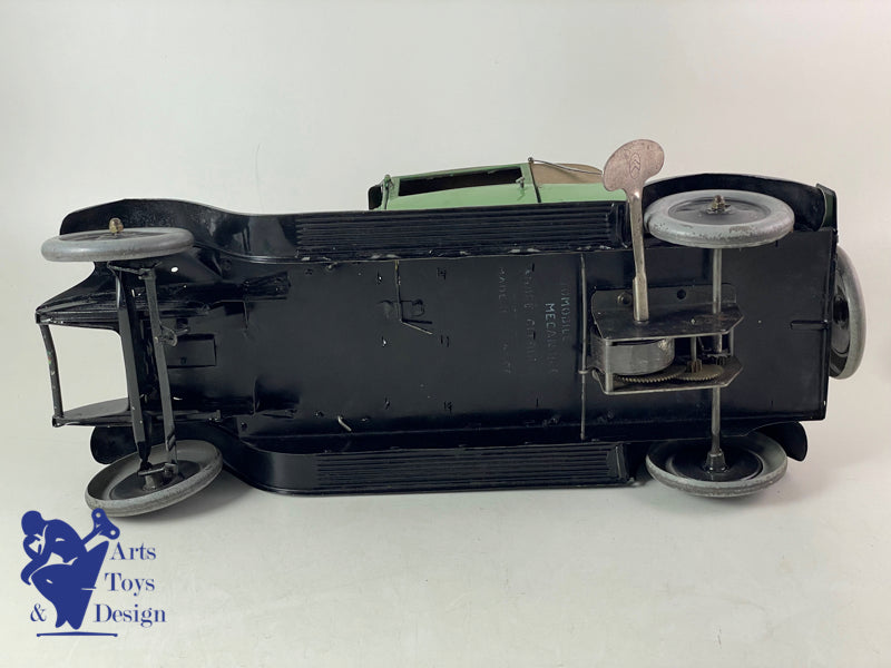 JOUET ANCIEN CITROEN FAUX CABRIOLET C6 1/10° 2 TONS DE VERT MECANIQUE VERS 1929