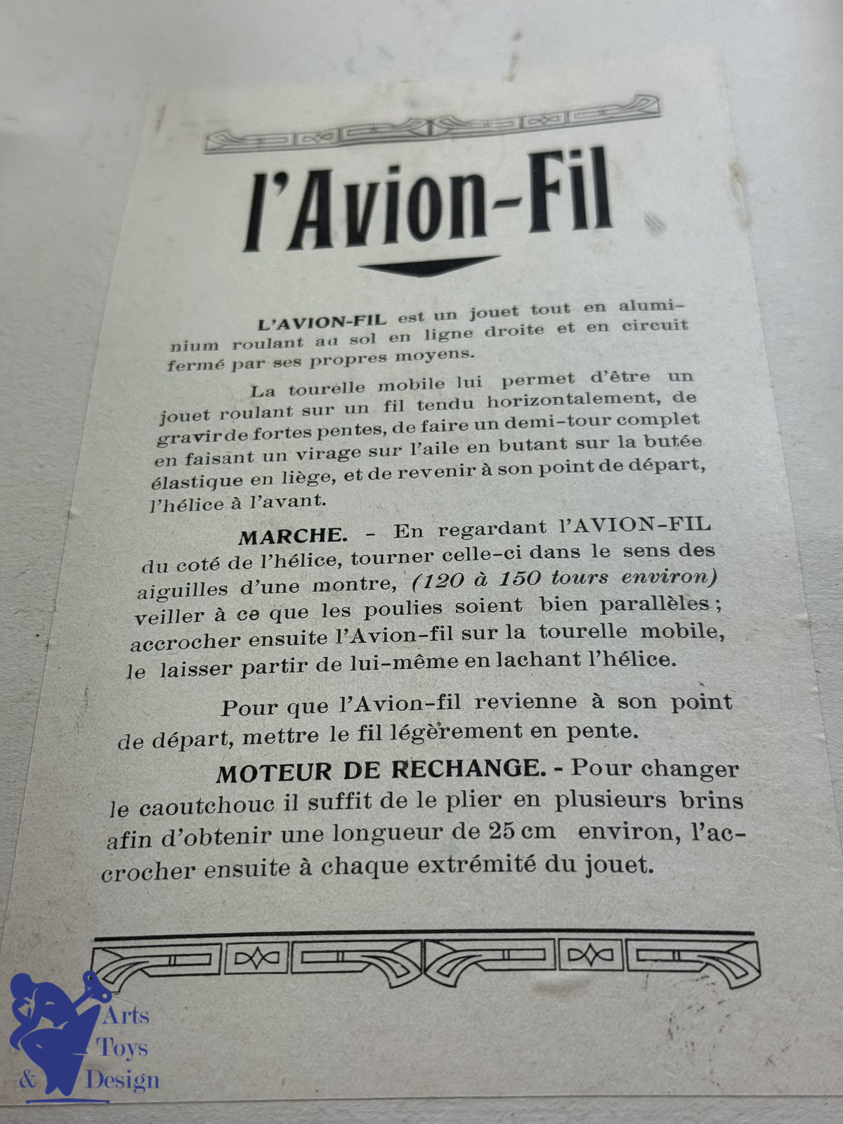 Antique toys GR UNIS FRANCE RARE PLANE WIRE 46CM rubber 1932