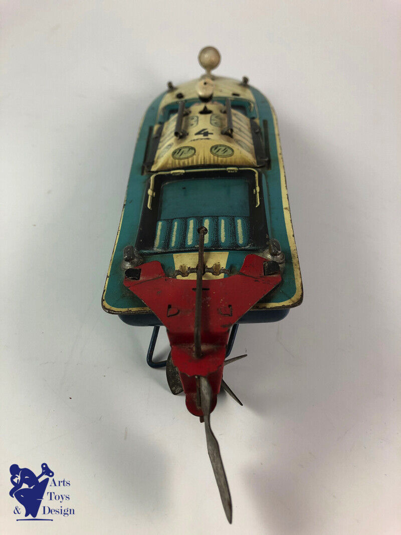 Antique toy CR very rare speed boat 36cm Clockwork C.1950