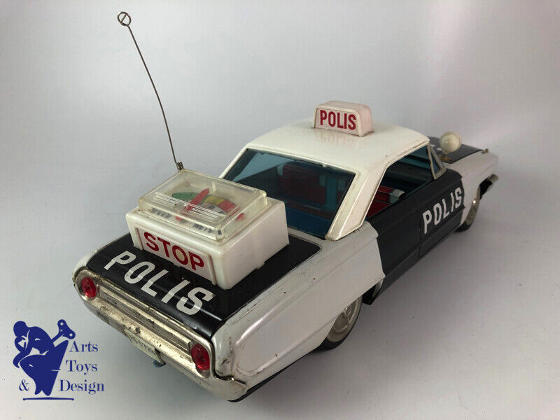JOUET ANCIEN ICHIKO FORD GALAXIE POLICE CAR POLIS FRICTION TIN JAPAN 33CM