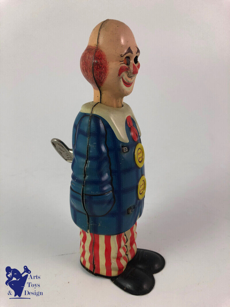 Antique toy Distler C.1950 HAPPY CLOWN Clockwork with box H 15cm