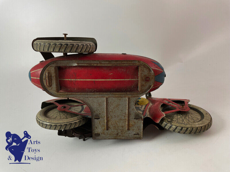 Antique toy JML tin Motorcycle Side Car clockwork L.20 cm c.1930