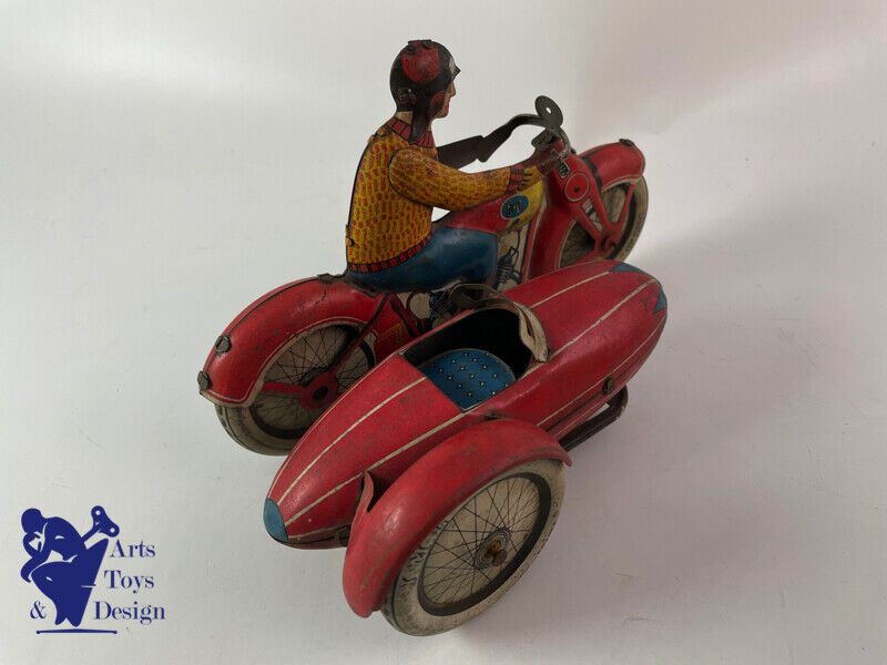 Antique toy JML tin Motorcycle Side Car clockwork L.20 cm c.1930