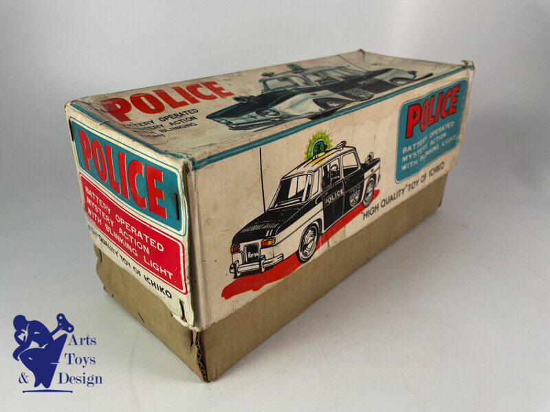 Antique toy Ichiko Rare Renault 8 Police Tin Battery Op Japan 26cm c.1960