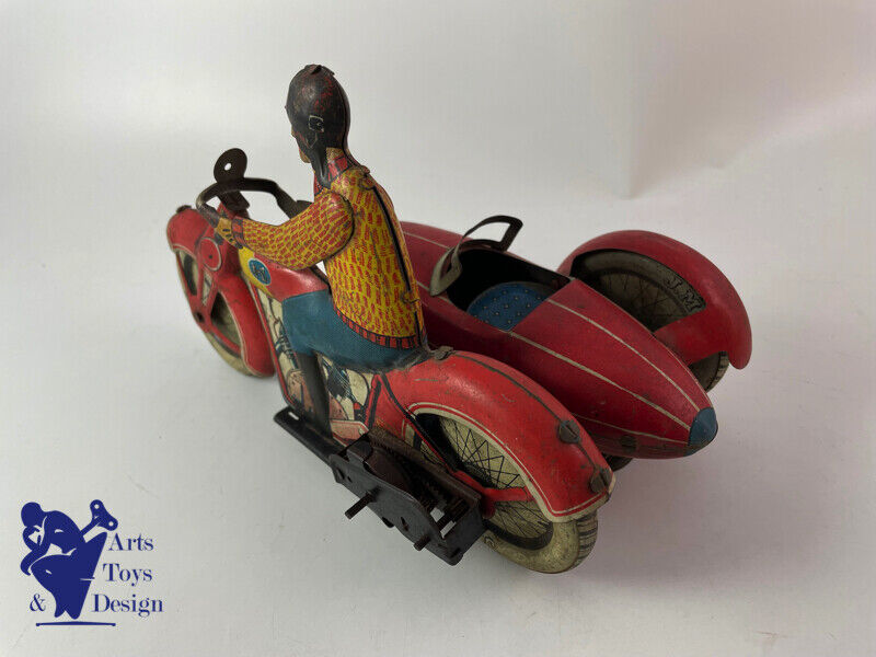 Antique toy JML tin Motorcycle Side Car clockwork L.20 cm c.1930