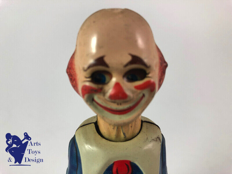 Antique toy Distler C.1950 HAPPY CLOWN Clockwork with box H 15cm