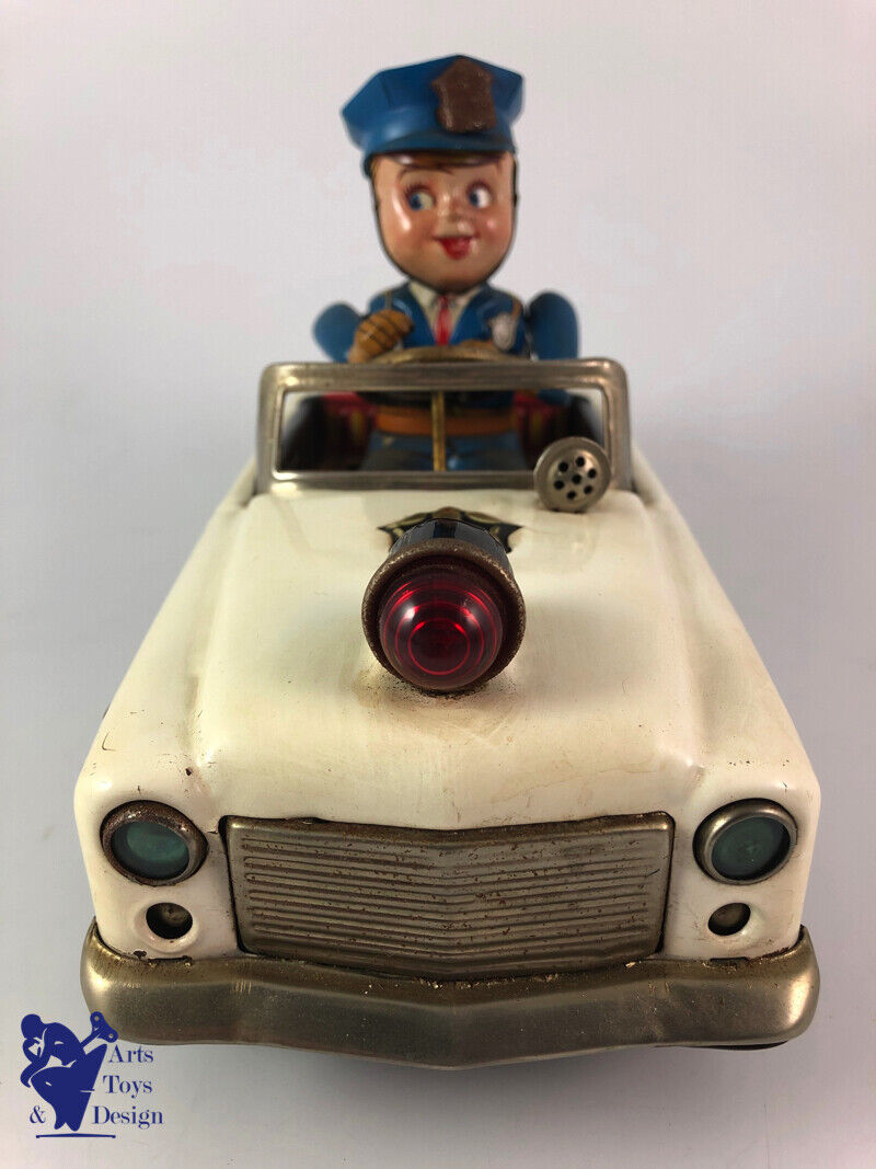 Antique toy Tn Nomura Mystery Police Car Battery Operated Tin Japan 25cm