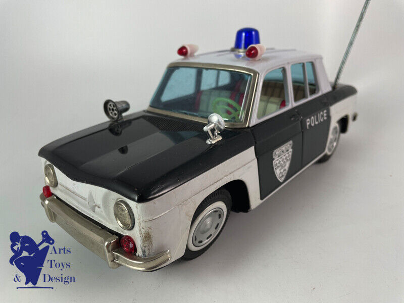 Antique toy Ichiko Rare Renault 8 Police Tin Battery Op Japan 26cm c.1960