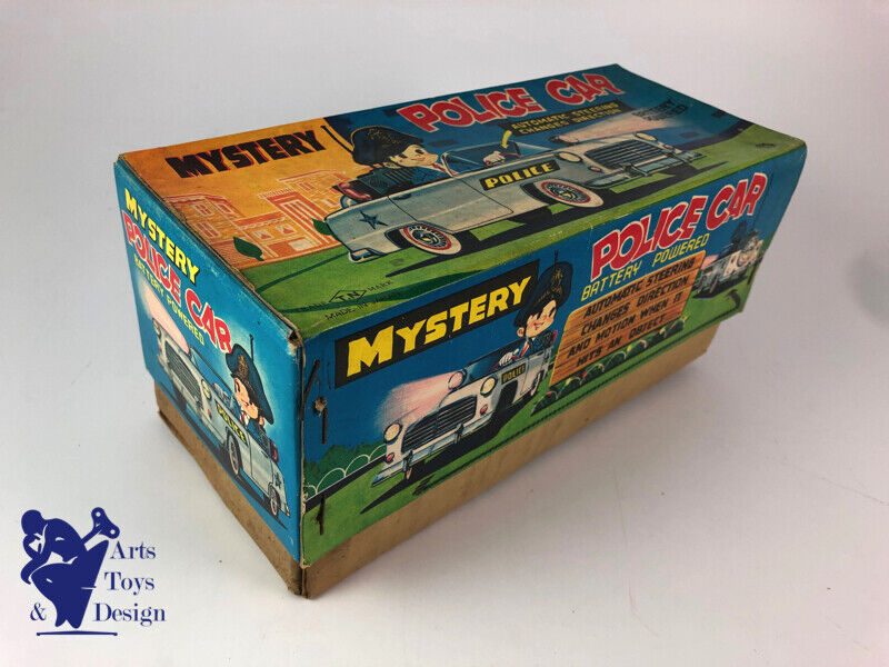 Antique toy Tn Nomura Mystery Police Car Battery Operated Tin Japan 25cm