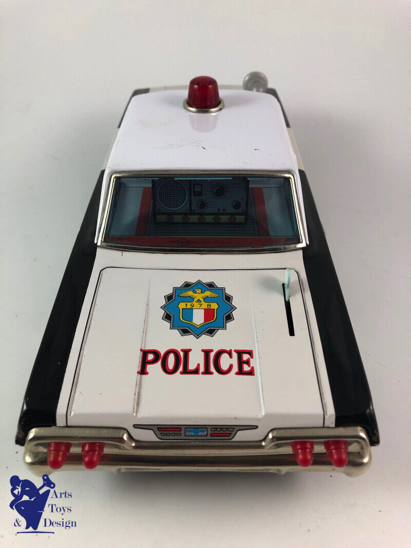 Antique toy Daiya Chevrolet Impala Police Car Battery Operated Tin Japan 35cm