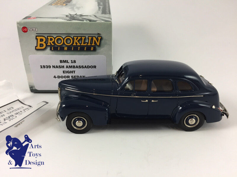 1/43 BROOKLIN BML 18 NASH AMBASSADOR EIGHT 4 DOOR SEDAN 1939 BLUE