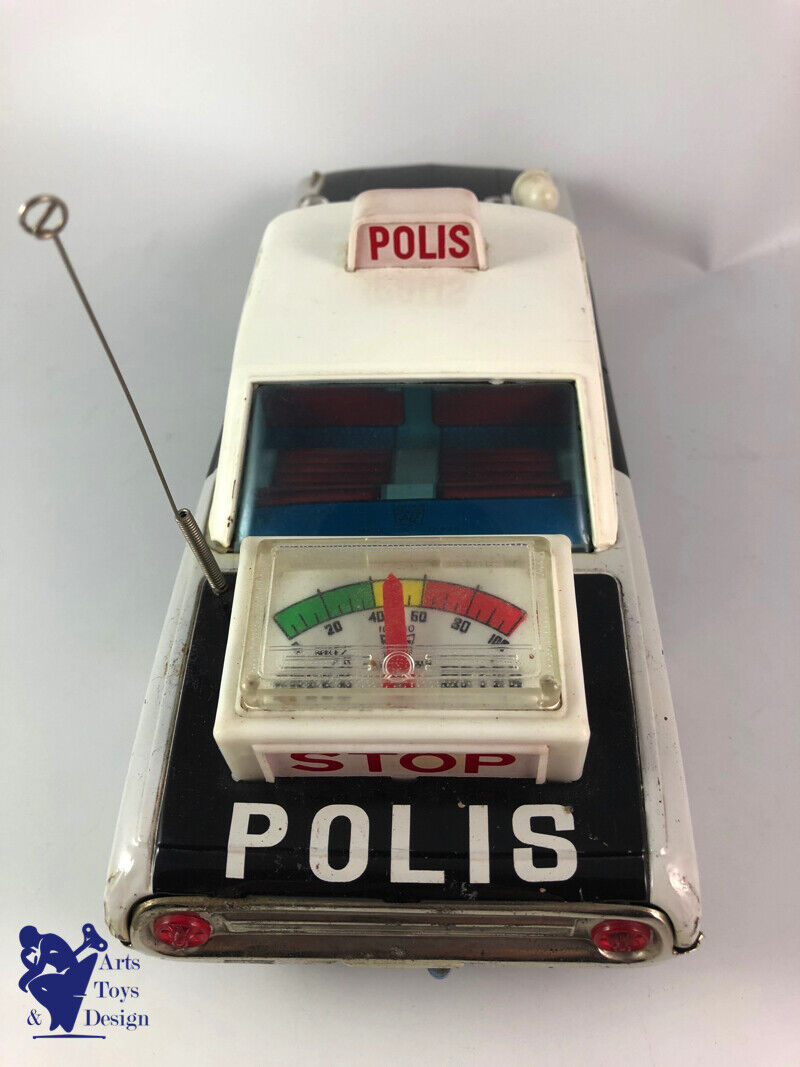 JOUET ANCIEN ICHIKO FORD GALAXIE POLICE CAR POLIS FRICTION TIN JAPAN 33CM