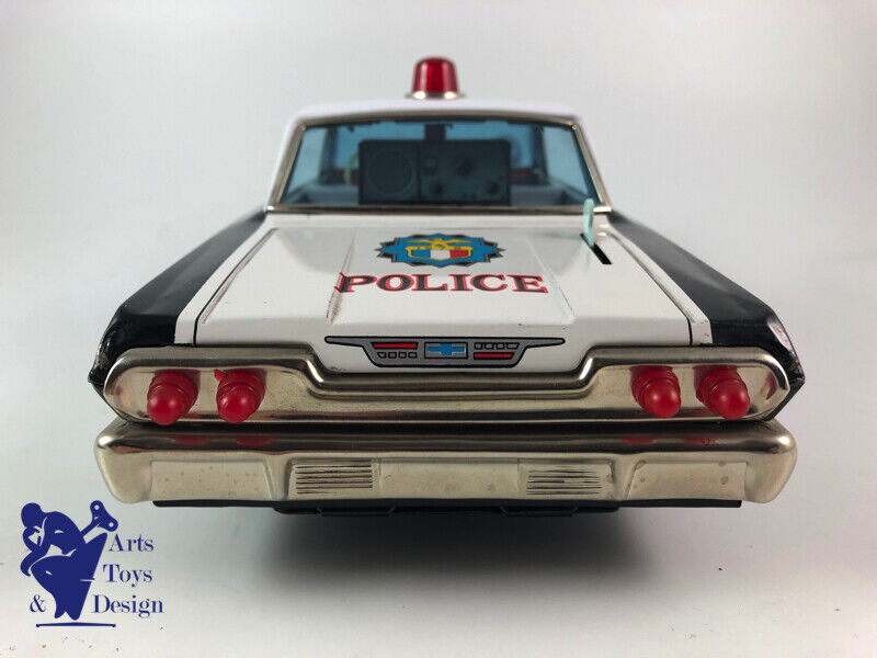Antique toy Daiya Chevrolet Impala Police Car Battery Operated Tin Japan 35cm