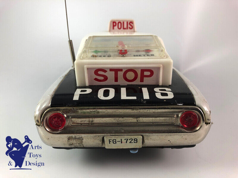 JOUET ANCIEN ICHIKO FORD GALAXIE POLICE CAR POLIS FRICTION TIN JAPAN 33CM