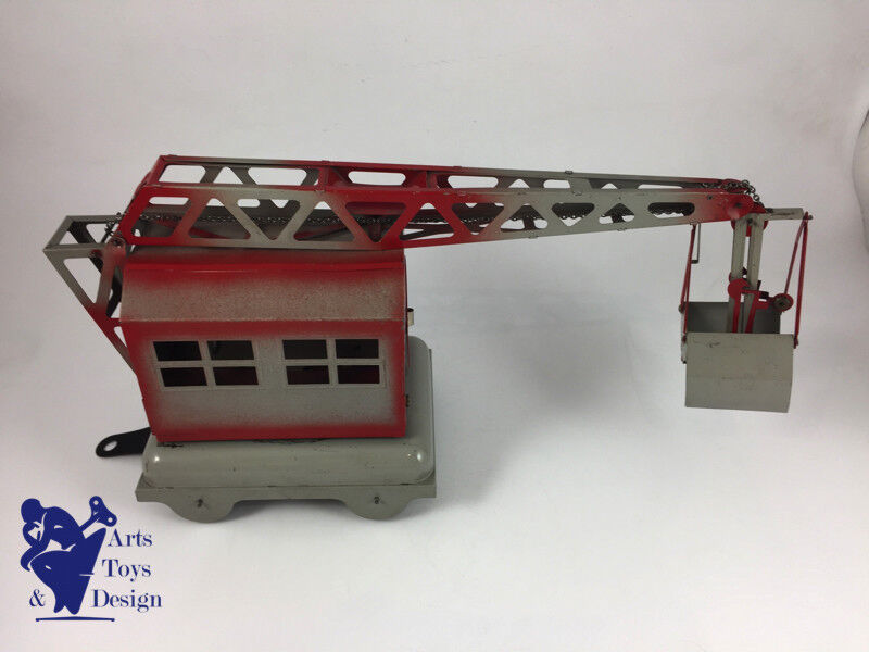 Antique toy vebe 310 France 1950 Large tin Mobile crane clockwork