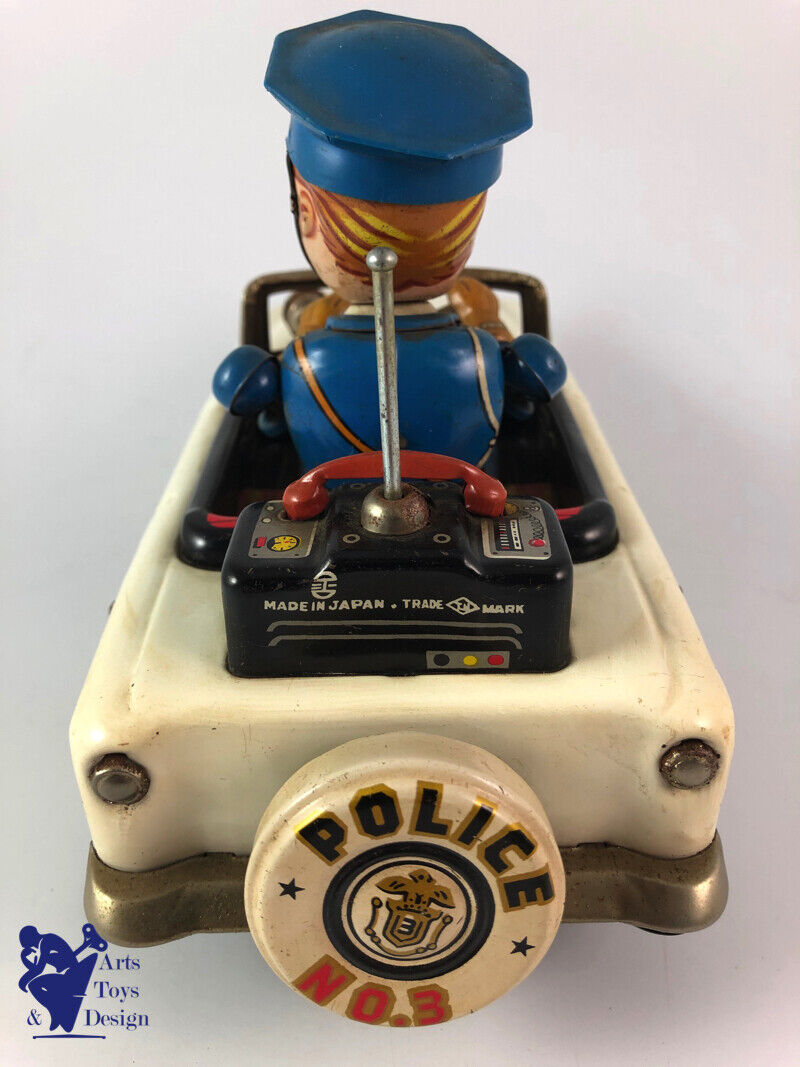 Antique toy Tn Nomura Mystery Police Car Battery Operated Tin Japan 25cm