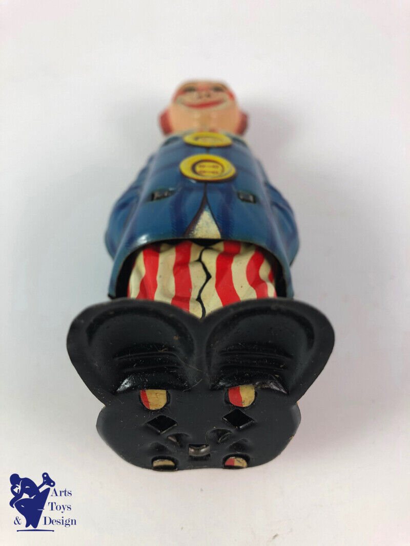 Antique toy Distler C.1950 HAPPY CLOWN Clockwork with box H 15cm