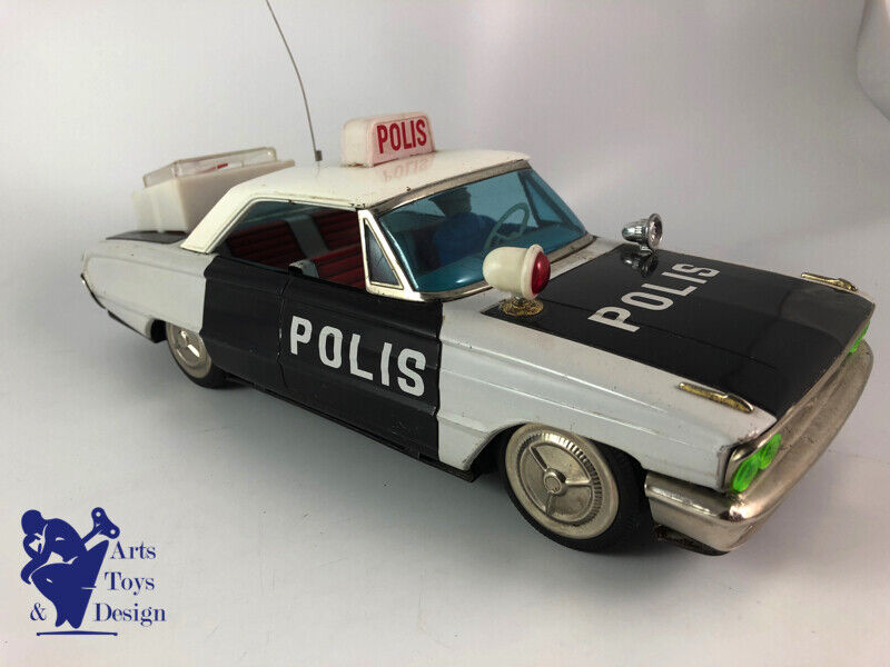 JOUET ANCIEN ICHIKO FORD GALAXIE POLICE CAR POLIS FRICTION TIN JAPAN 33CM
