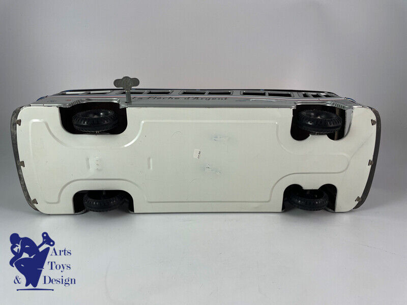 Antique toy France Jouets Bus giant silver arrow Clockwork 45cm 1960