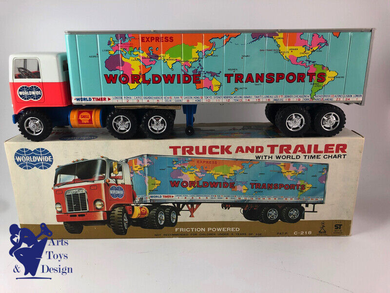 Antique toy Taiyo Japan Worldwide Transport Truck Friction 42cm