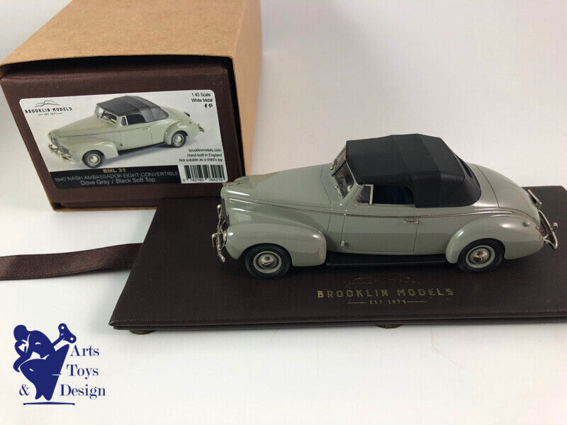 1/43 BROOKLIN BML 31 NASH AMBASSADOR EIGHT CONVERTIBLE 1940 GRAY BLACK SOFT TOP