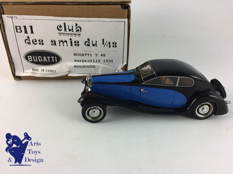 1/43 CLUB AMIS DU 1/43 B11 BUGATTI T 46 SURPROFILE 1935 MULHOUSE NOIR ET BLEU