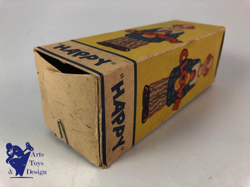 Antique toy Distler C.1950 HAPPY CLOWN Clockwork with box H 15cm