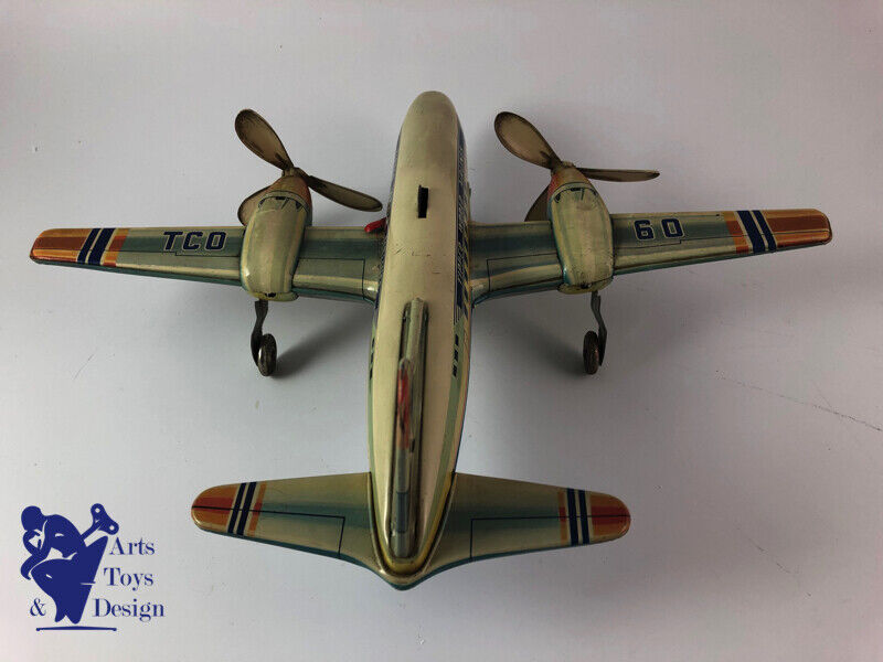 Antique toy Tippco TCO 60 tin Plane clockwork World Airlines c.1955 37cm