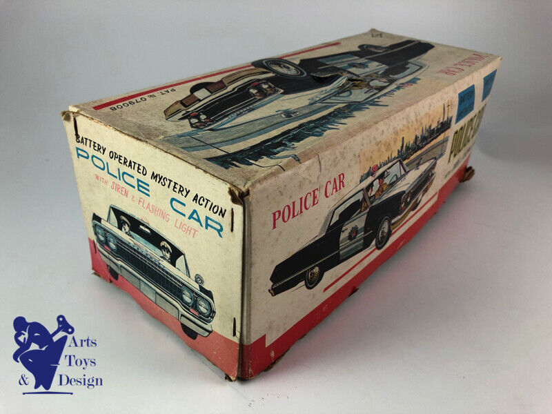 Antique toy Daiya Chevrolet Impala Police Car Battery Operated Tin Japan 35cm