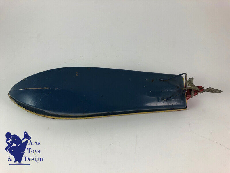 Antique toy CR very rare speed boat 36cm Clockwork C.1950