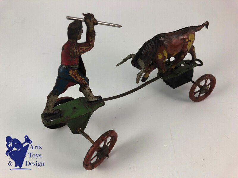 Antique toy technofix Germany C.1935 Ref 124 Rare Toreador with bull