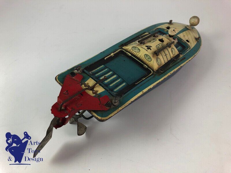 Antique toy CR very rare speed boat 36cm Clockwork C.1950