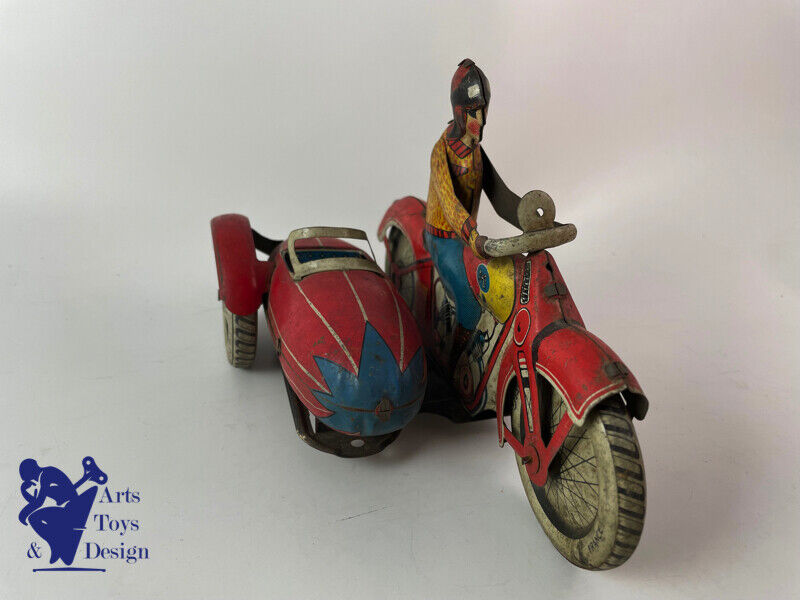 Antique toy JML tin Motorcycle Side Car clockwork L.20 cm c.1930