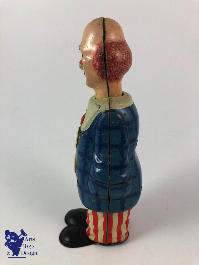 Antique toy Distler C.1950 HAPPY CLOWN Clockwork with box H 15cm