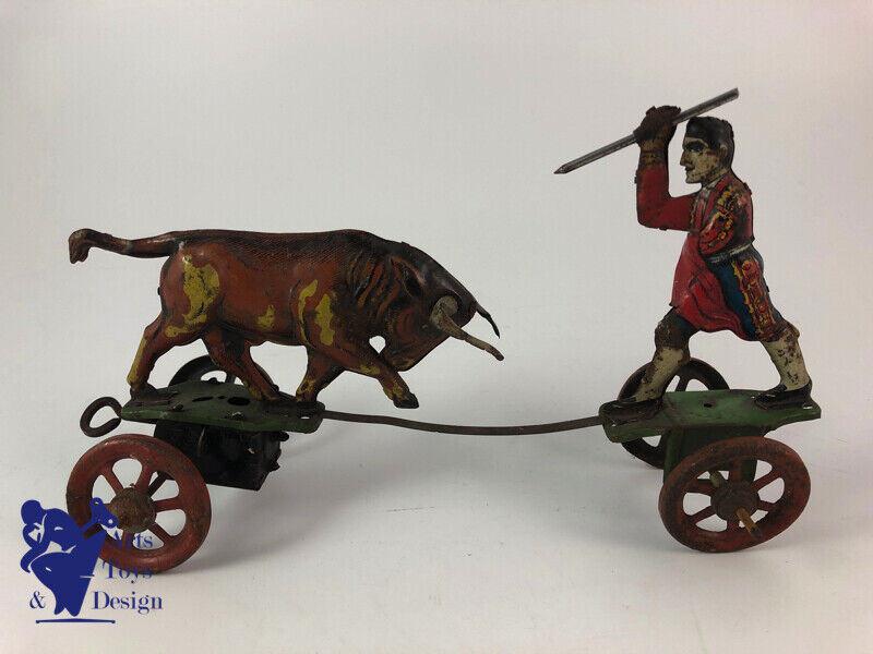 Antique toy technofix Germany C.1935 Ref 124 Rare Toreador with bull
