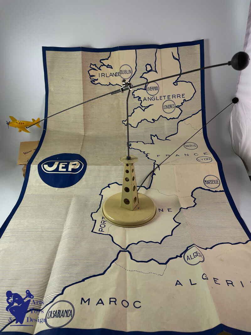 JOUET ANCIEN JEP REF 1235 AVION SUR PYLONE VERS 1950 COMPLET BOITE CARTE NOTICE