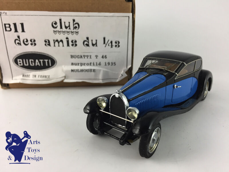 1/43 CLUB AMIS DU 1/43 B11 BUGATTI T 46 SURPROFILE 1935 MULHOUSE NOIR ET BLEU