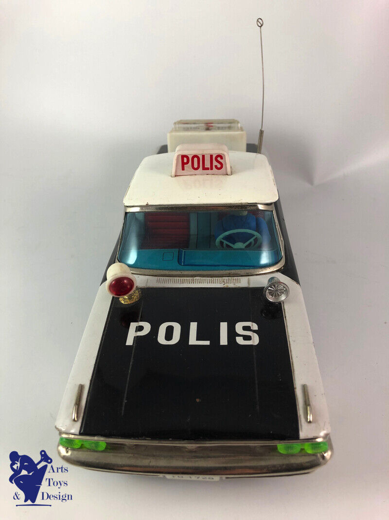 JOUET ANCIEN ICHIKO FORD GALAXIE POLICE CAR POLIS FRICTION TIN JAPAN 33CM