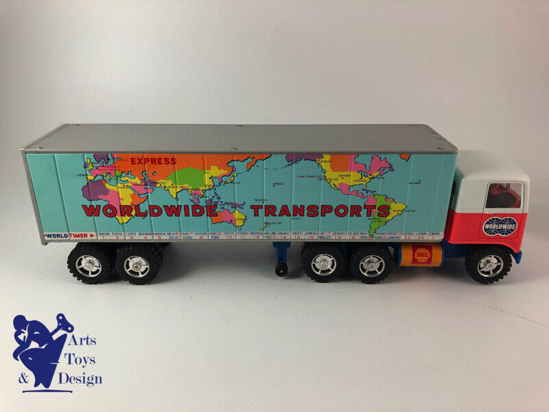 Antique toy Taiyo Japan Worldwide Transport Truck Friction 42cm