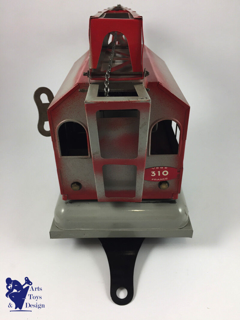 Antique toy vebe 310 France 1950 Large tin Mobile crane clockwork